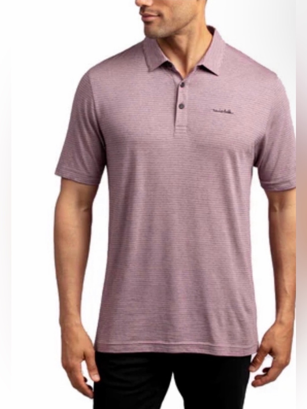 TravisMathew Over The Water Golf Polo Men's Large Heather Mauve Pink EUC